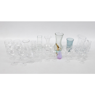 36 Pieces of Glassware including Wine Glasses, Vases and More