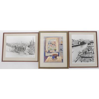 Eight Framed Prints, Assorted Subjects and Styles
