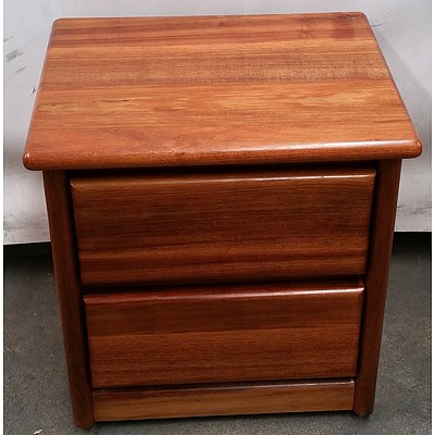 Two Wooden Bedside Chests of Drawers and One Small Table