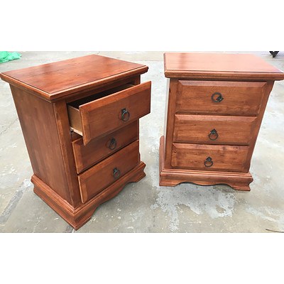 Two Stained Pine Bedside Tables