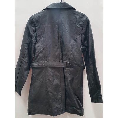 Ladies Black Leather Coat - Size XL - New