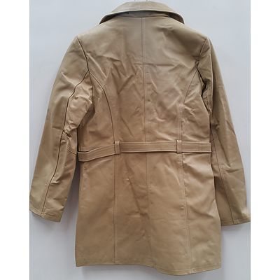 Ladies Tan Leather Coat - Size XL - New