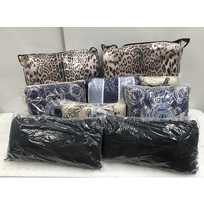 Group of Nine Brand New Cushions Including Roberto Cavalli Leopard/Beige Cushions