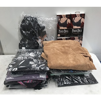Large Group of Brand New Ladies Clothes Size 24/26 Including Tops, Pants, A Suede Jacket and Bras