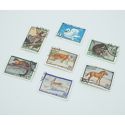 Russian Wild Life Stamps x 7