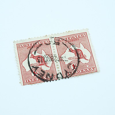 2 x Australian 1d - One Penny Red Kangaroo Stamp