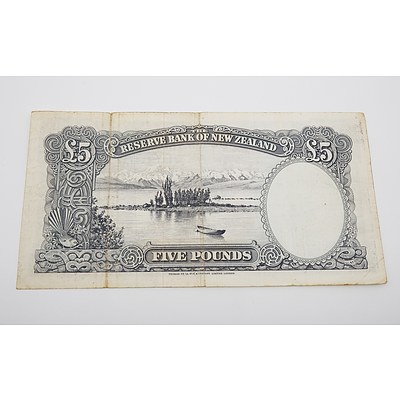 1956 New Zealand Five Pound Banknote