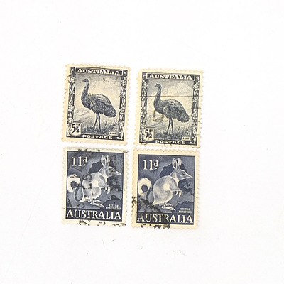 Two Australia Bandicoot 11d and Two Australia Emu 5 1/2d Stamps