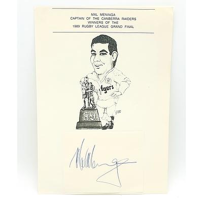 A Signed Mal Meninga Caricature from 1989, the Year the Raiders Won the Grand Final!