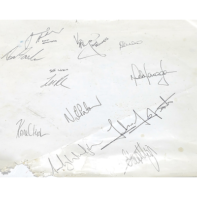 A Manly Sea Eagles NRL 2004 Small Paper Poster Signed by the 14 members of the Team