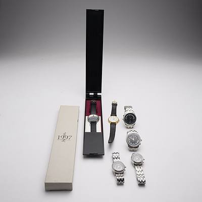 Commemorative Hong Kong 1997 Watch in Original Case, Hyatt Watch and Four Stainless Steel Watches