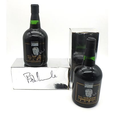 Two Boxed Limited Edition Bottles of Commemorative Bob Hawke Port, One box Signed by Bob Hawke