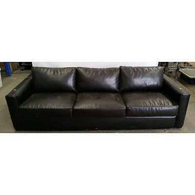 Three Seater Black Leather Couch