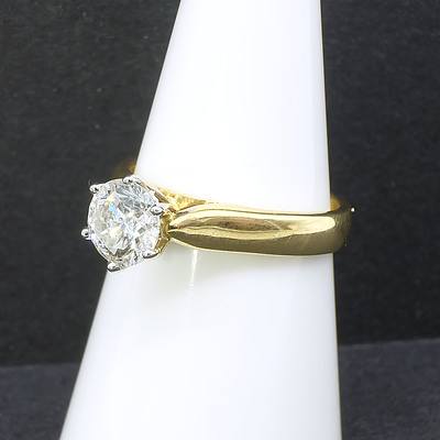 18ct Yellow and White Gold 1.2ct (H/I I1) Diamond Solitaire Ring