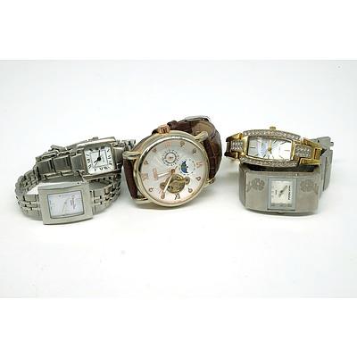 Five Various Women's Wristwatches, Including Christian Dior, Elite, Lord and More