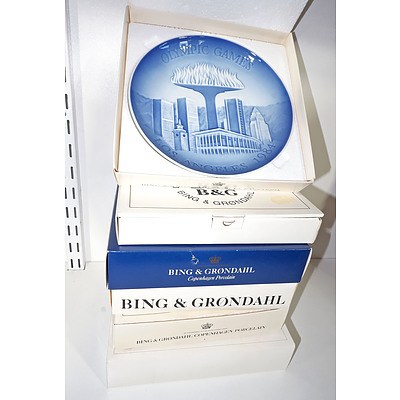 Six Boxed Bing and Grondahl Display Plates, Including 1972 Munich Olympics 