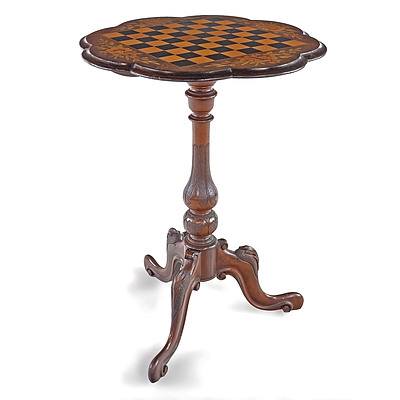 Late Victorian Walnut Games Table Inlaid with Specimen Timbers, Circa 1880