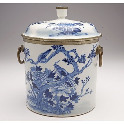 Chinese 'Blue de Hue' Metal Mounted Jar and Cover for the Vietnamese Market Late 19th Century