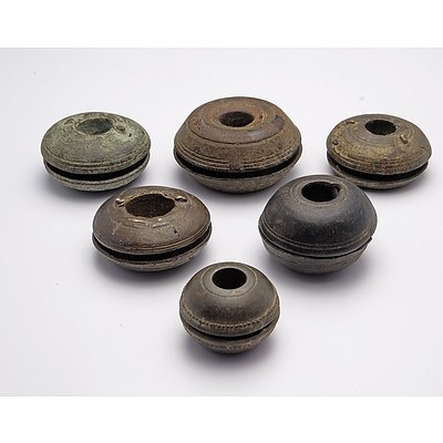 Six Small Burmese Bronze Elephant Bells, 19th Century
