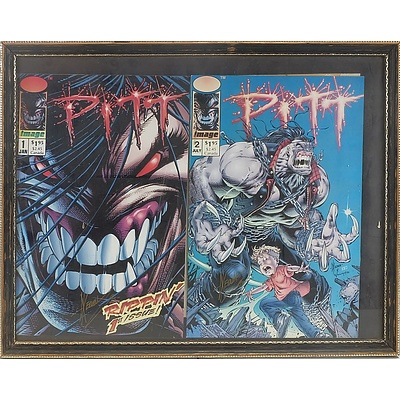 A Framed Presentation of Two 1993 Pitt Comics, No 1 and 2