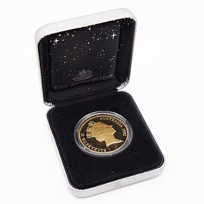 1992 International Year of Space $5 Silver Proof Coin with Presentation Box and 1992 International Year of Space $5 Alloy-Bronze Proof Coin
