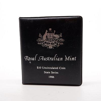 1986 South Australian Jubilee 'State Series' $10 Fine Silver Proof Coin