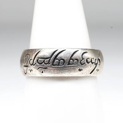 Sterling Silver Ring with Lord of the Rings Engraving
