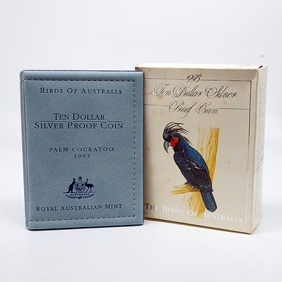 1993 Birds of Australia, Palm Cockatoo $10 Silver Proof Coin