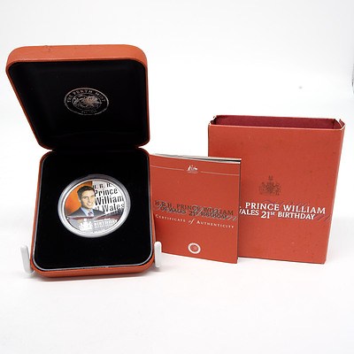 2003 H.R.H Prince William of Wales 21 Birthday $1 Silver Proof Coin