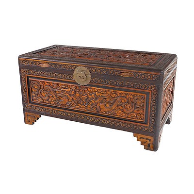 Vintage Chinese Carved Camphorwood Chest
