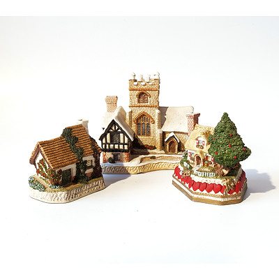 Three David Winter Miniature English Cottages, Including Sweetheart Haven, A Christmas Carol and More