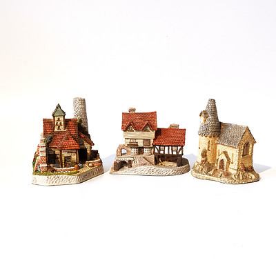 Three David Winter Miniature English Cottages, Including Grumbleweeds Potting Shed, The Chapel and More