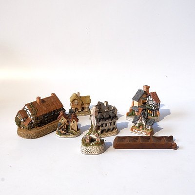 Seven David Winter Miniture Hand Made Cottages, Including The Crown Inn, Cotswold Cottage and More