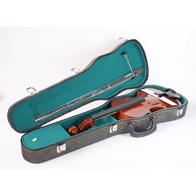 A Violin, Bow and Carry Case