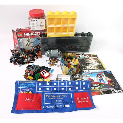 A Quantity of Mixed Lego, Lego Instructions, Pokemon Code Cards and Lego Display Cases
