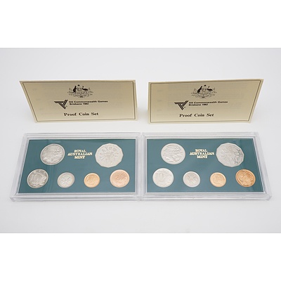 1982 XII Commonwealth Games Brisbane Coins Sets, Including Two Proof Coins Sets and $10 Silver Proof Coin