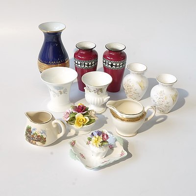 A Group of English China, Including Coalport Flower Bouquet, Wedgwood Icerose Posy Vase and More
