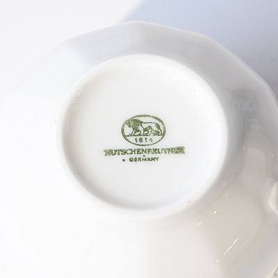  German Kutschenreuther Porcelain Demitasse Setting for Six, Including Milk Jug and Sugar Bowl 