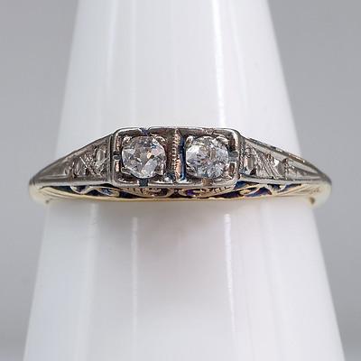 Antique 18ct Yellow Gold and Silver Diamond Ring