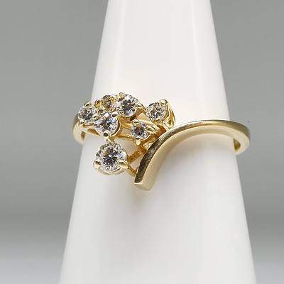 18ct Yellow Gold Ring with Seven Round Brilliant Cut Diamonds (H SI)