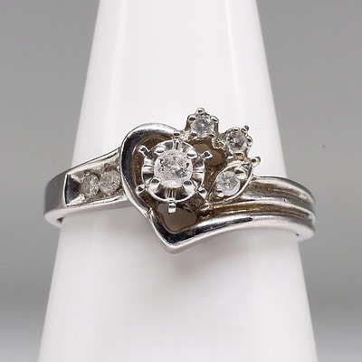 10ct White Gold Ring with Six Round Brilliant Cut Diamonds