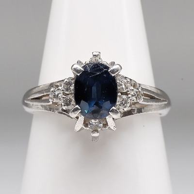 Platinum, Sapphire and Diamond Cocktail Ring