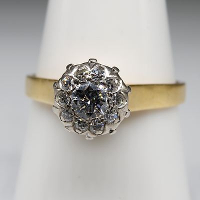 18ct Yellow and White Gold Diamond Ring, 0.25ct (G SI) Diamond at Centre