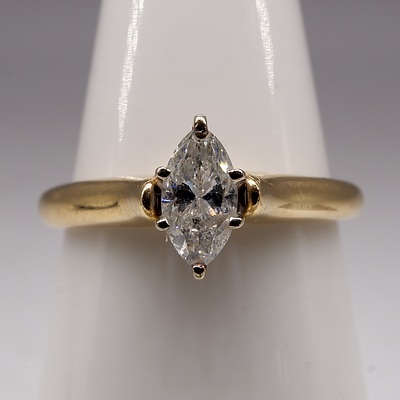 14ct Yellow Gold Marquise Diamond 0.53ct (I P3) Ring