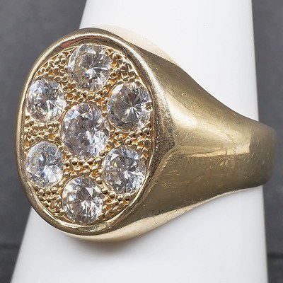 14ct Yellow Gold Ring with Seven Round Brilliant Cut Diamonds