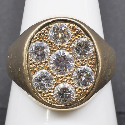 14ct Yellow Gold Ring with Seven Round Brilliant Cut Diamonds