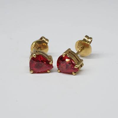 Pair of 18ct Yellow Gold and Ruby Stud Earrings