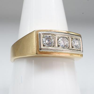 Gents 18ct Yellow and White Gold Diamond Ring
