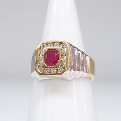 18ct Yellow Gold, Ruby and Diamond Ring