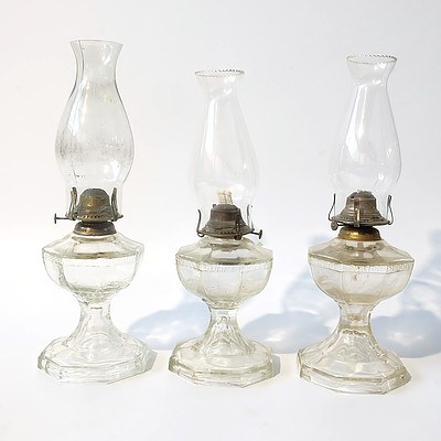 Three Vintage Moulded Glass Lanterns